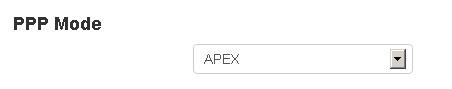 Select the drop-down box PPP Mode and select APEX